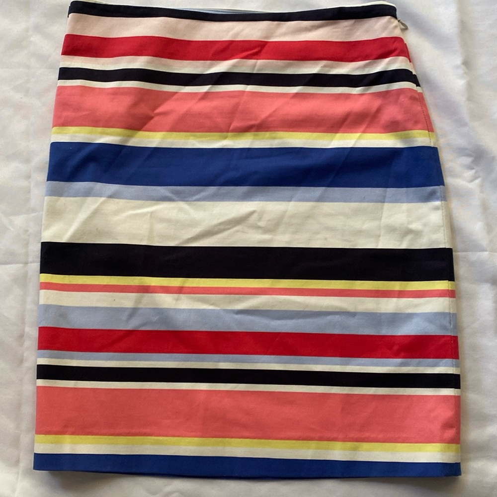 Talbots Cotton Stretch Multi Color Striped Pencil Skirt Sz 6